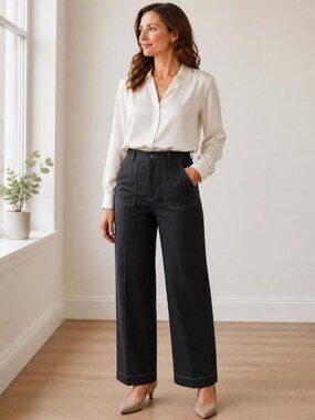 Anthropologie Black Wide-Leg Jeans, Stylish, Trendy,  Size 32